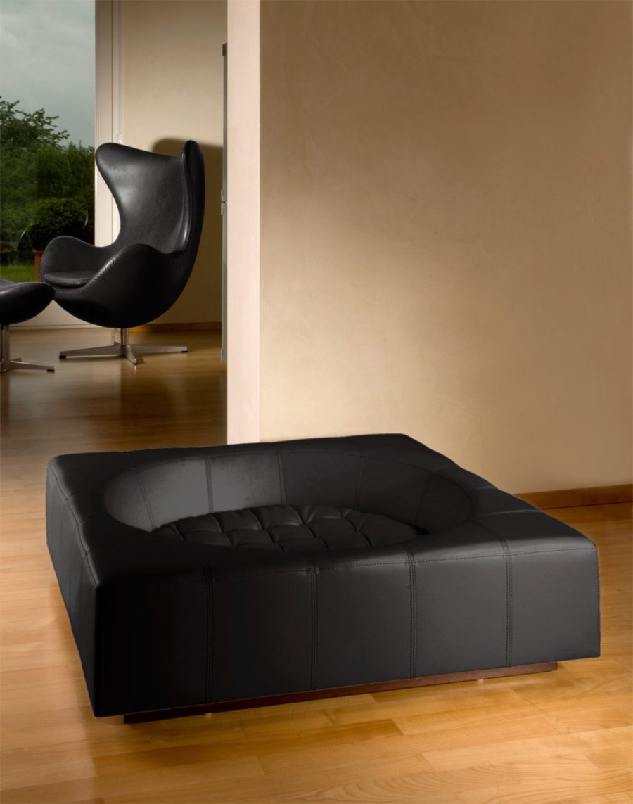 Couchage chien luxe - CUBE carré Cuir