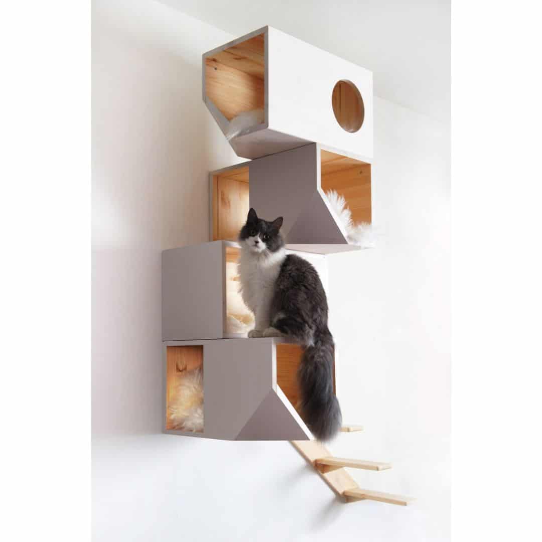 Maison pour chat 4 étages - CATISSA blanc Maison pour chat 4 étages - CATISSA blanc