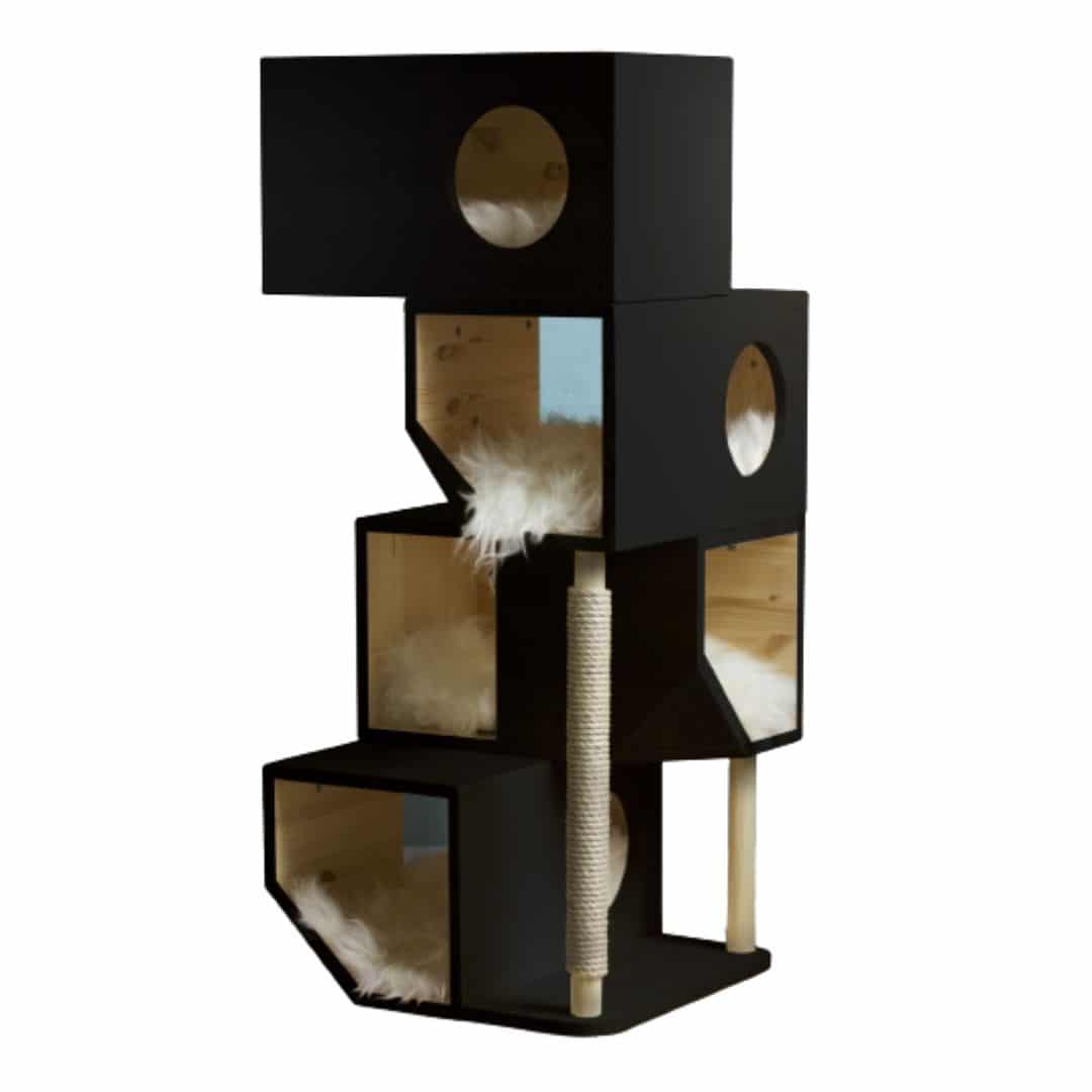Arbre à chat design 4 étages griffoir - CATISSA NOIR Arbre à chat design 4 étages griffoir - CATISSA NOIR