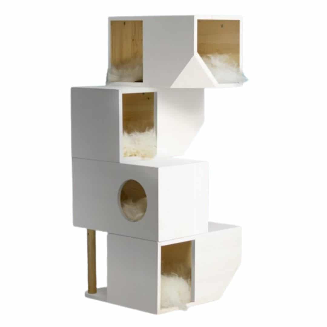 Arbre à chat design 4 étages griffoir - CATISSA BLANC Arbre à chat design 4 étages griffoir - CATISSA BLANC